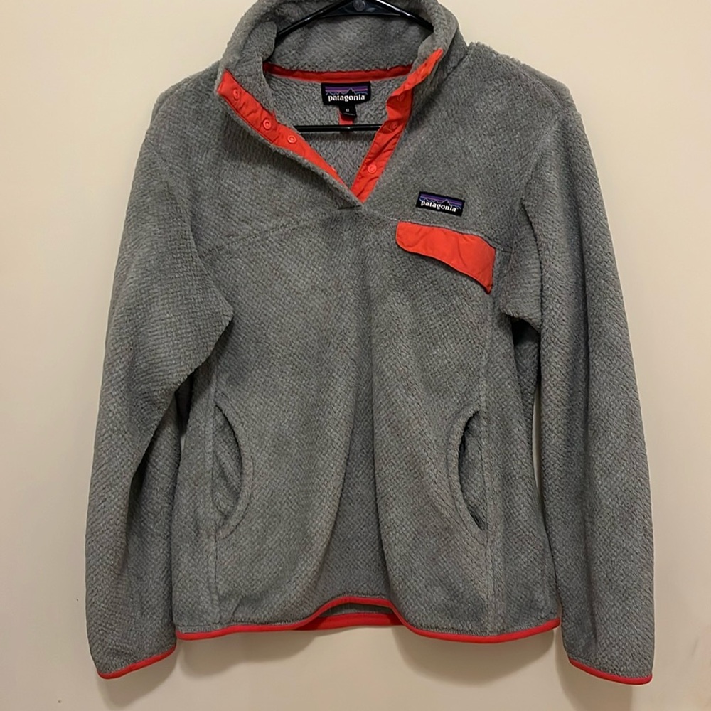 Patagonia‎ Re-Tool Snap-T Fleece Pullover Tailored Gray and Orange Size Medium